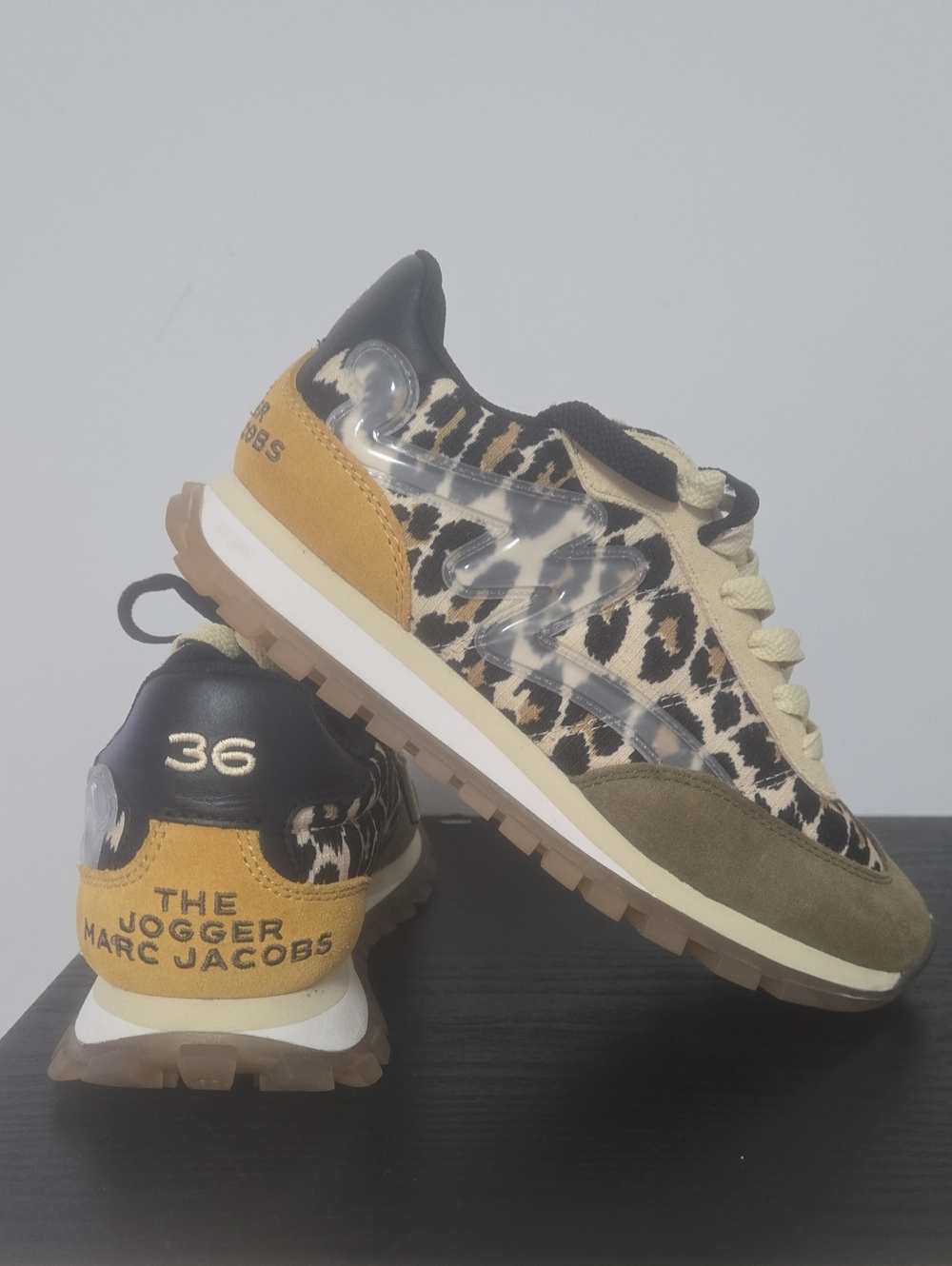 Marc Jacobs Leopard Print Jogger Sneakers - Yellow/Black/Olive
